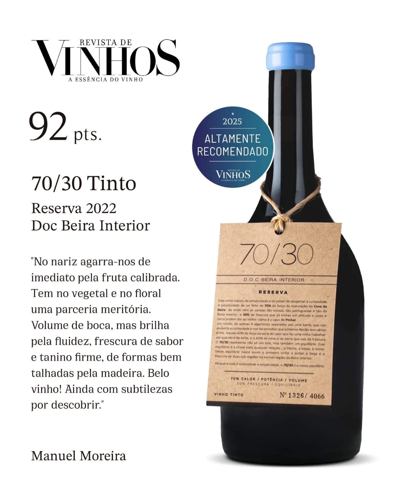 70/30 Reserva Tinto 2022 Beira Interior